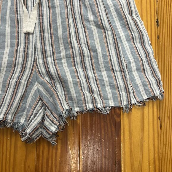 New Striped Romper Sz S Blue White Raw Edge Halter Pockets Beachy True Craft NWT - Picture 13 of 16